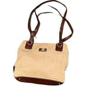 CL America Classic Woven and Faux Leather Handbag Purse Shoulder Bag 212D